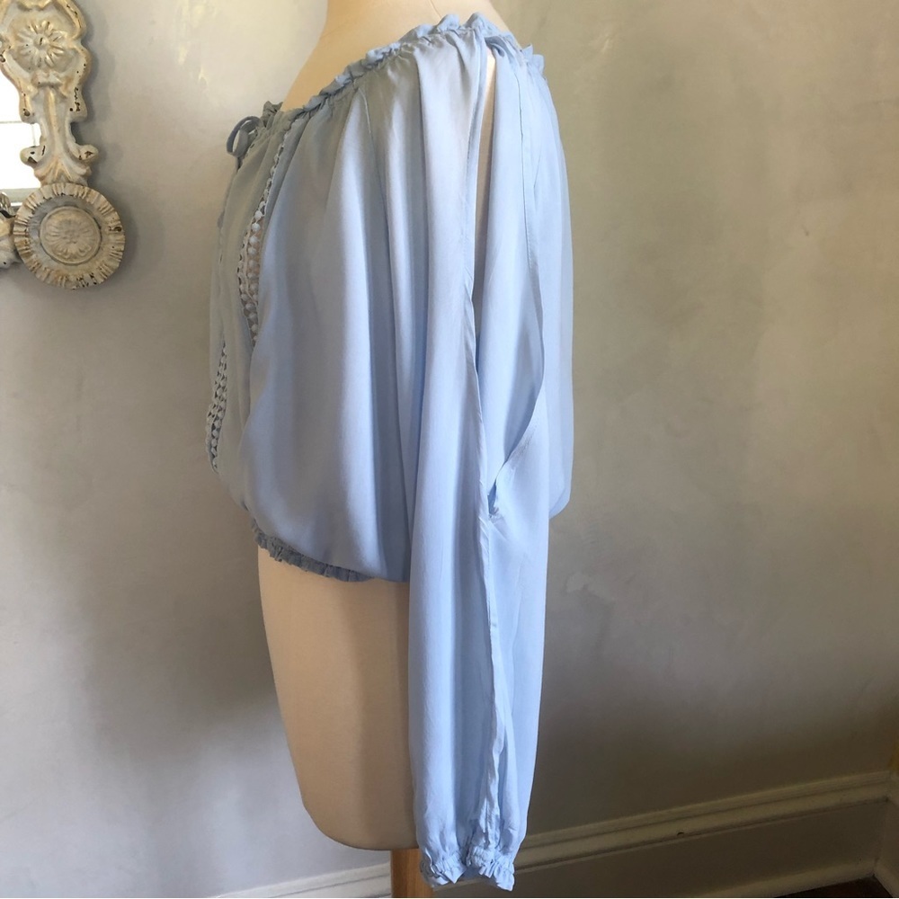Iris bohemian ice blue peasant off the shoulder long open sleeved size Large - Picture 8 of 15